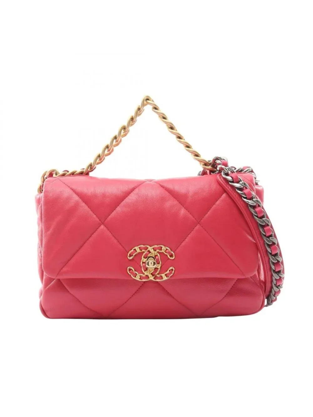 Chanel Shoulder Bag 19 Dizeneuf Quilted 2-Way Pink Lambskin 19 Chain